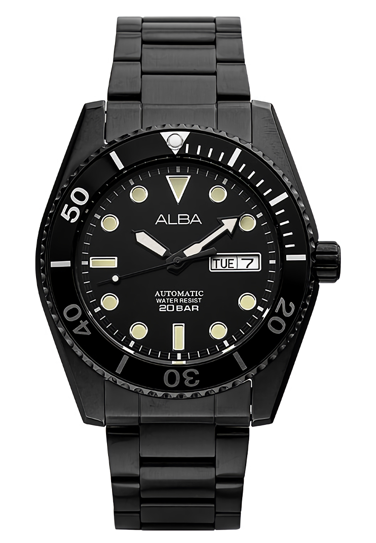 Alba Mechanical - Jam Tangan Automatic Pria - Black - Stainless Steel Bracelet - AL4331X1