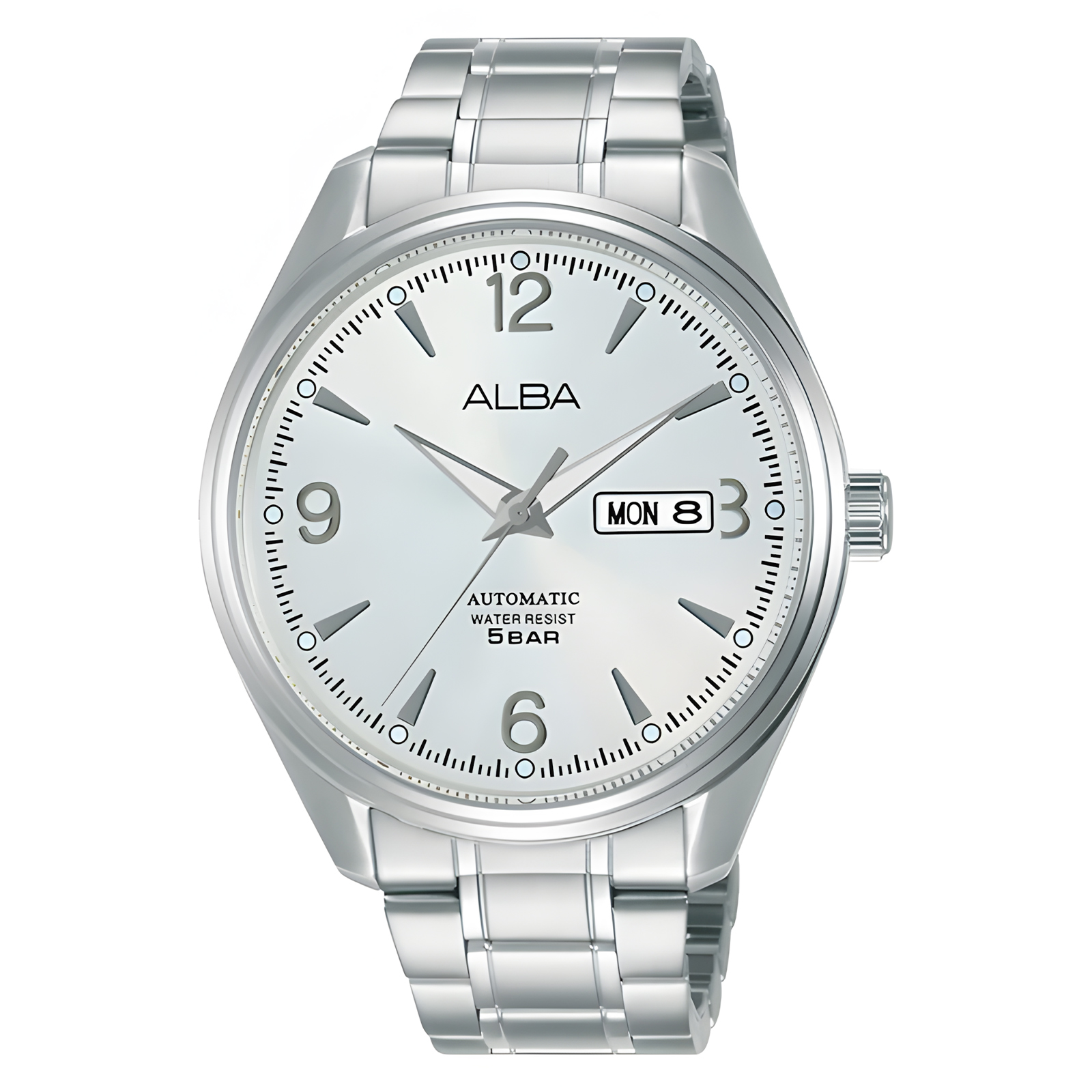 Alba AL4161X1 Mechanical Silver Dial Men's Automatic Watch - Jam Tangan Analog Pria - All Stainless 