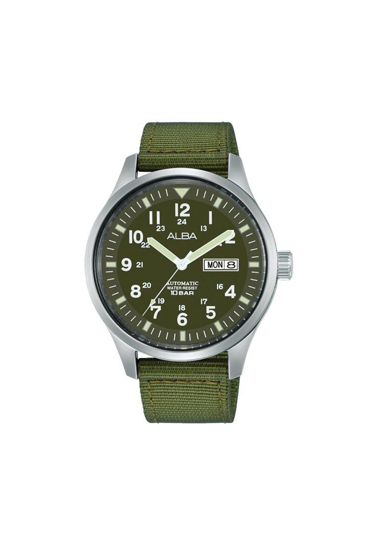 Alba Mechanical Jam Tangan Pria Field AL4217 / AL4217X1 Automatic Green Army Dial Nylon Strap Watch