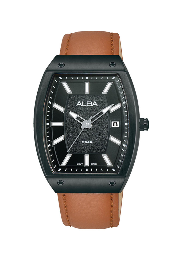 Alba Jam Tangan Wanita - Brown Black - Leather Strap - AG8N19