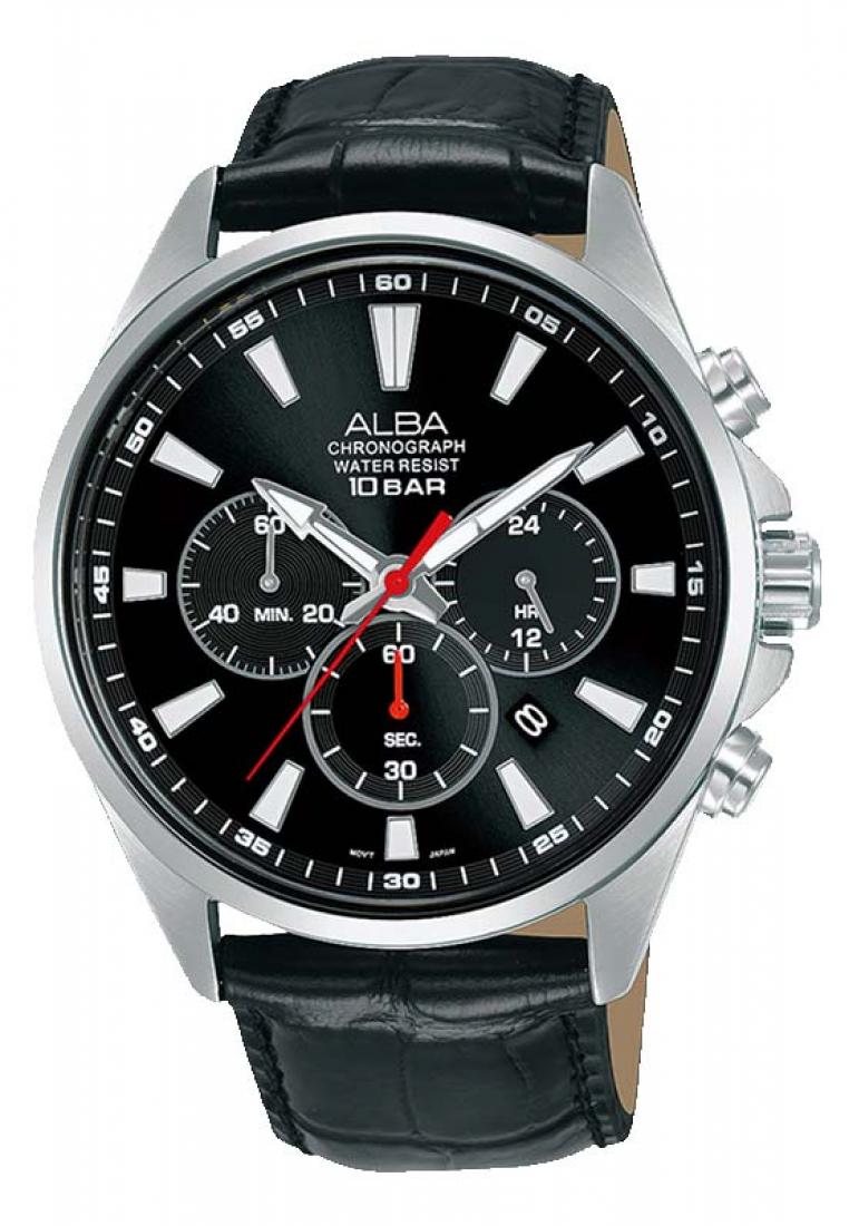 Alba Jam Tangan Pria Alba Original Garansi Resmi AT3G59 AT3G59X1 Strap Black Leather Black Dial Chro