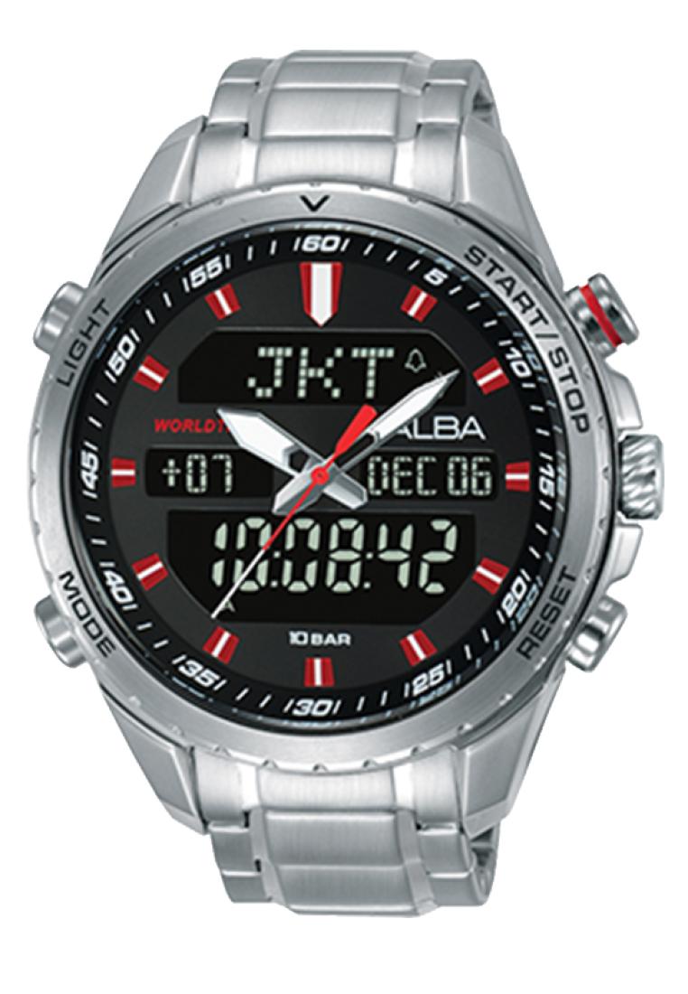 Alba Jam Tangan Pria Alba Original Garansi Resmi AZ4061 AZ4061X1 Strap Stainless Steel Silver Digita