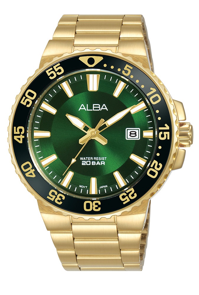 Alba Men Quartz AS9S74X1 Stainless Steel Gold Green