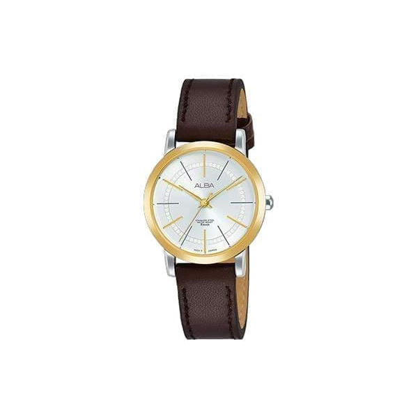 Alba Jam Tangan Wanita Alba Original AH8420 Strap Kulit Coklat Garansi Resmi