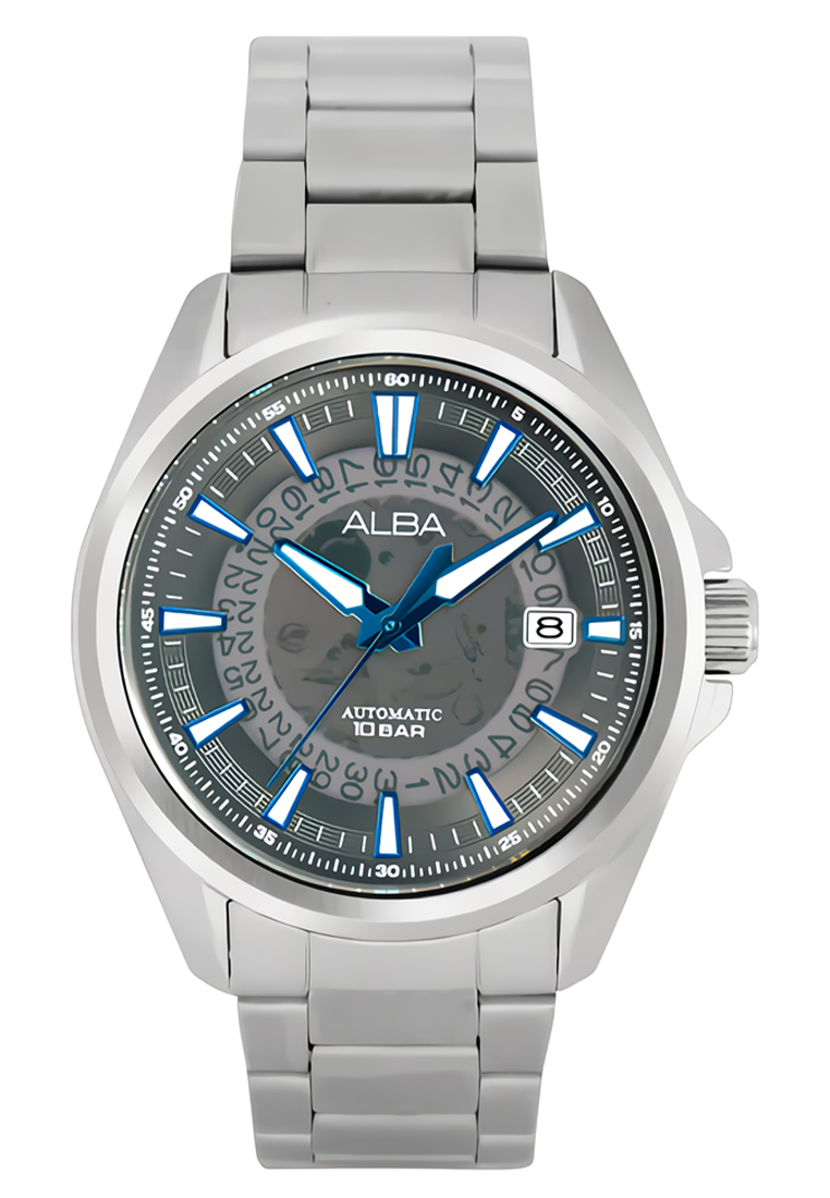 Alba Jam Tangan Pria Alba Automatic AU4033X1 Grey See-Through Dial Watch - Stainless Steel
