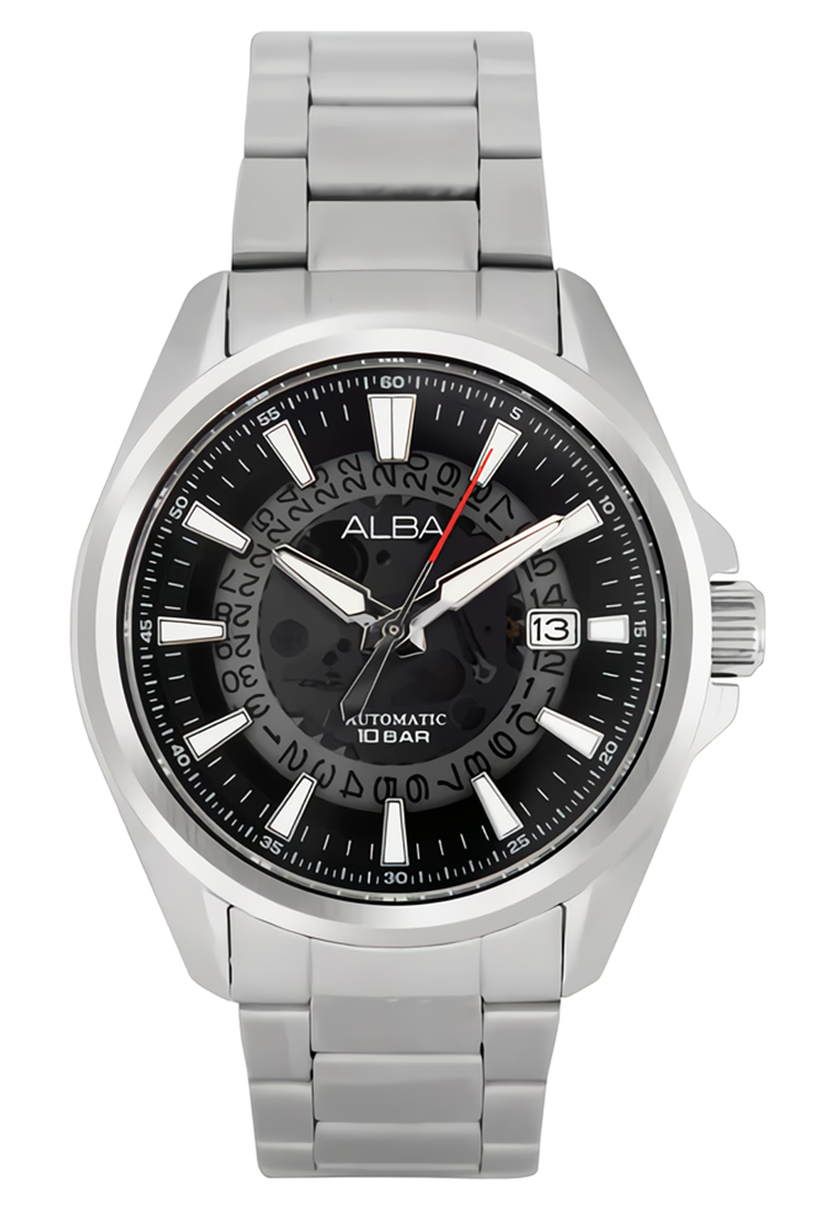 Alba Jam Tangan Pria Alba Automatic AU4031X1 Grey See-Through Dial Watch