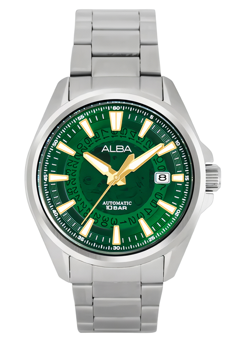 Alba Jam Tangan Pria Alba Automatic AU4027X1 Green See-Through Dial Watch - Stainless Steel