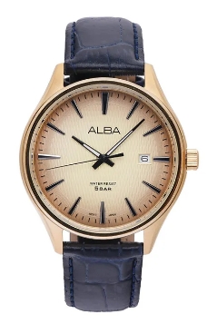 Alba Jam Tangan Pria Alba Prestige AS9V16 AS9V16X1 Strap Leather Black Color Men Gold Dial Original 