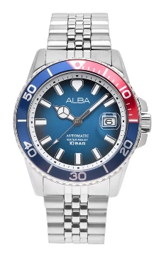 Alba Jam Tangan Pria Alba Mechanical AU4051 AU4051X1 Strap Stainless Steel Silver Color Men Pepsi Bl