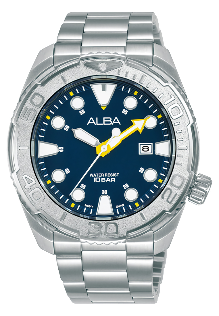Alba Active - Jam Tangan Pria - Silver Blue - Stainless Steel Bracelet - AG8M19X1