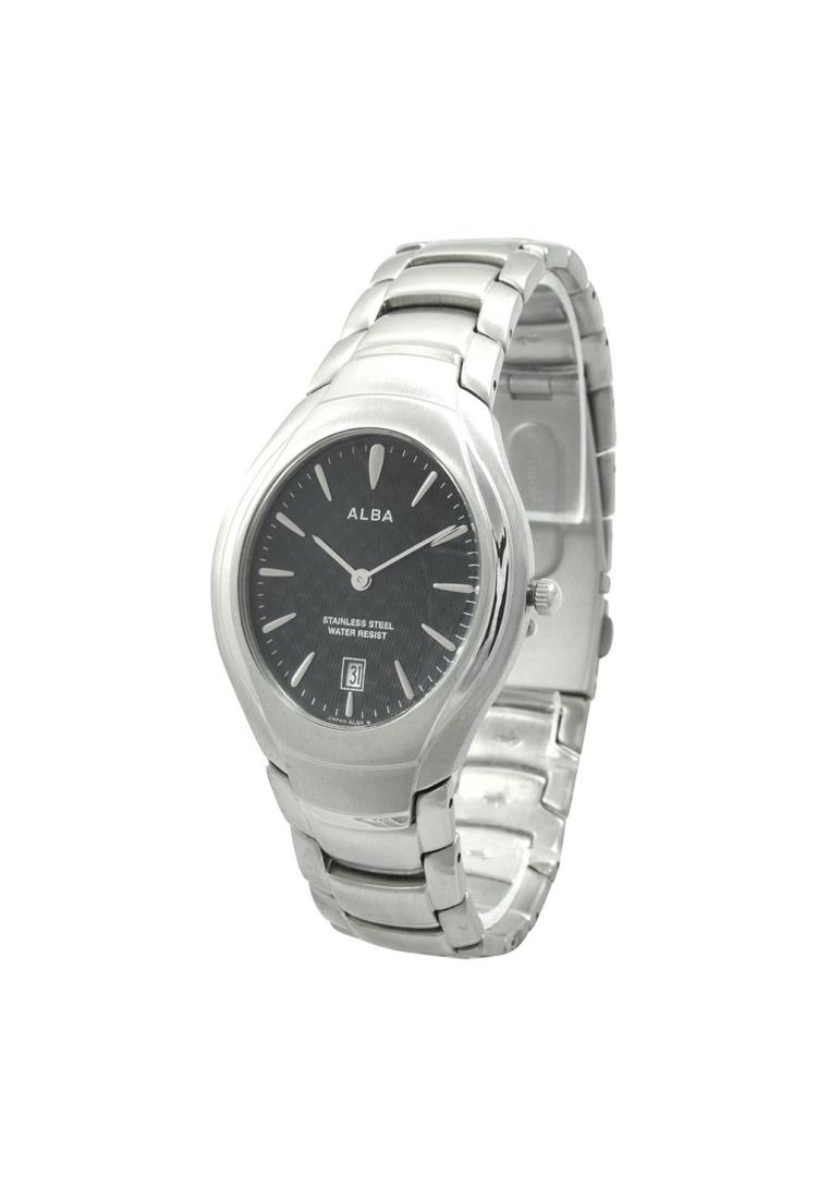 Alba Jam Tangan Wanita Oval Fashion AVKC47 / AVKC47X1 Quartz Black Dial Stainless Steel Strap Watch