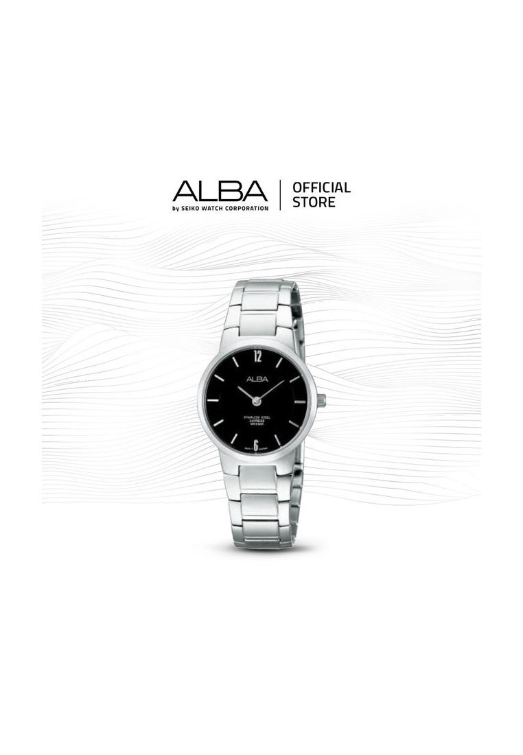 Alba Jam Tangan Wanita ATAU91 / ATAU91X1 Quartz Black Dial Stainless Steel Strap Watch