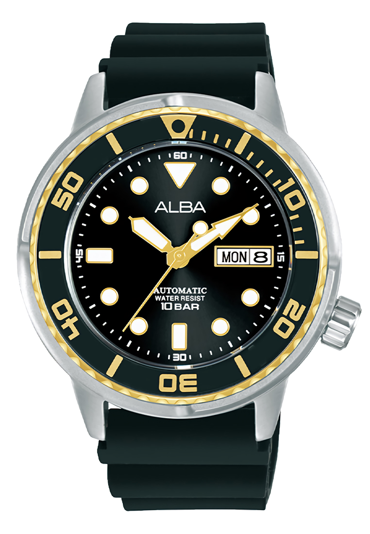 Alba Mechanical - Jam Tangan Automatic Pria - Silver - Black Silicone Strap - AL4250X1