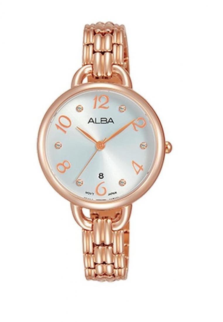 Alba Jam Tangan Wanita Alba Fashion Original Garansi Resmi Strap Stainless Steel Rose Gold AH7Q36 AH