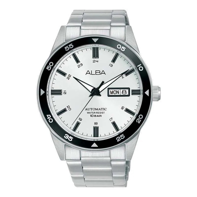 Alba Jam Tangan Pria Alba Automatic Original AL4599 AL4599X1 Strap Stainless Steel Silver Garansi Re