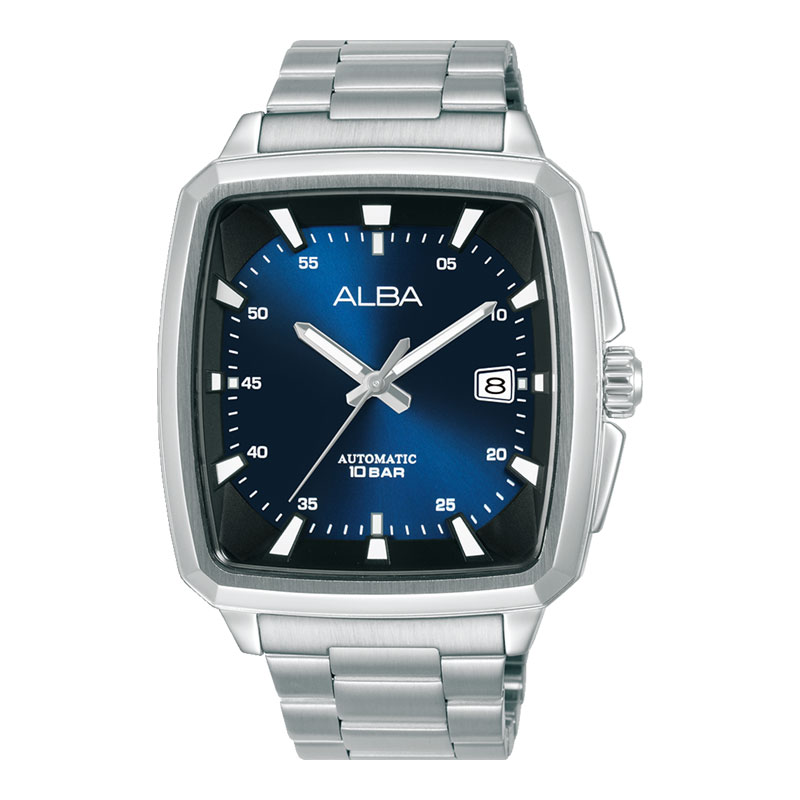 Alba Jam Tangan Pria Alba Mechanical AU4039X1 Automatic Men Blue Dial Stainless Steel Strap