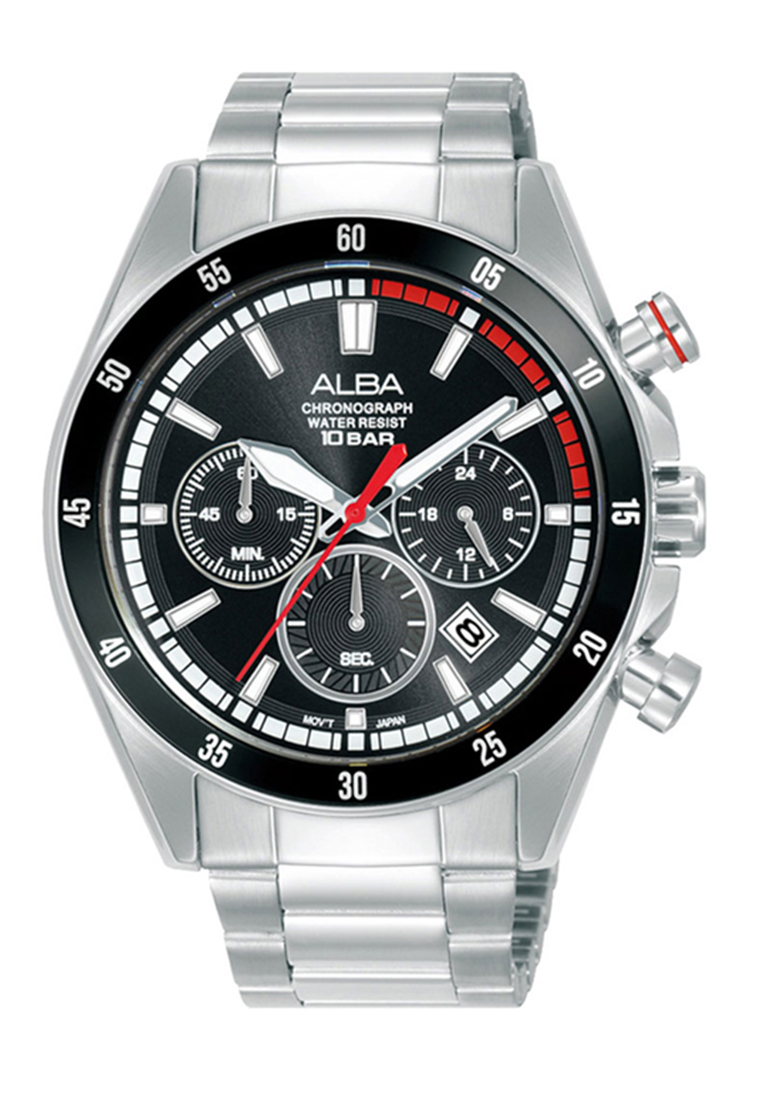 ALBA AT3J29 SILVER BLACK STOPWATCH