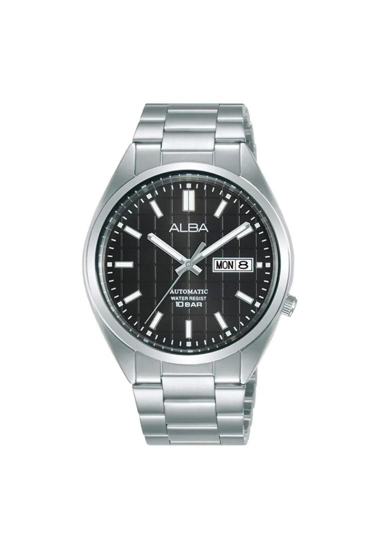 Alba Jam Tangan Pria Alba AL4327 AL4327X1 Mechanical Automatic Black Patterned Dial Color Hitam Stai