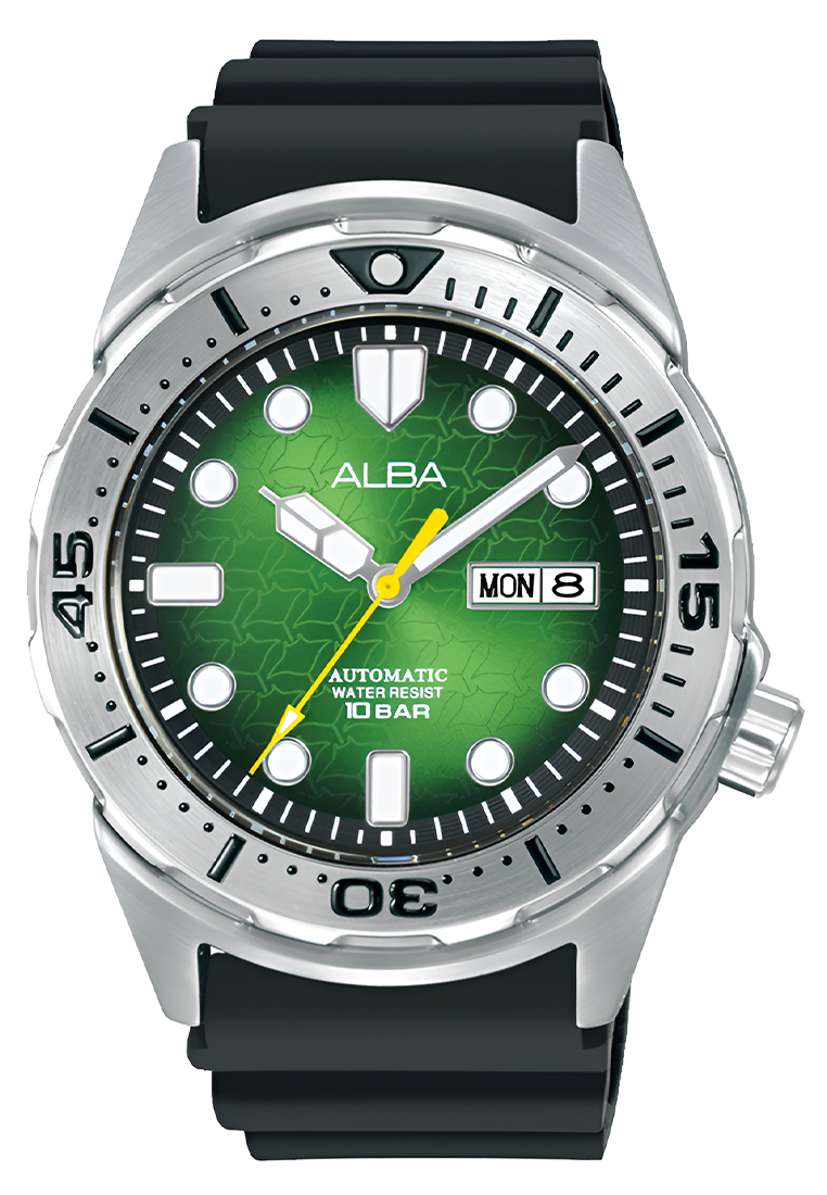 Alba AL4447X1 - Jam Tangan Automatic Pria - Green Dial - Rubber Strap