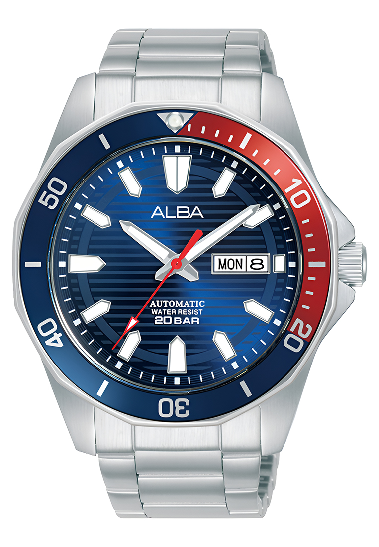 Alba AL4455X1 - Jam Tangan Automatic Pria - Silver Blue - Stainless Steel
