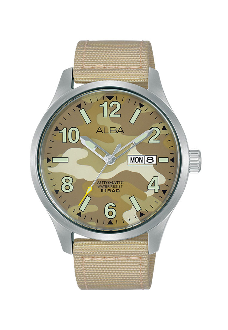 Alba Jam Tangan pria - Beige Silver - Nylon Strap - AL4271