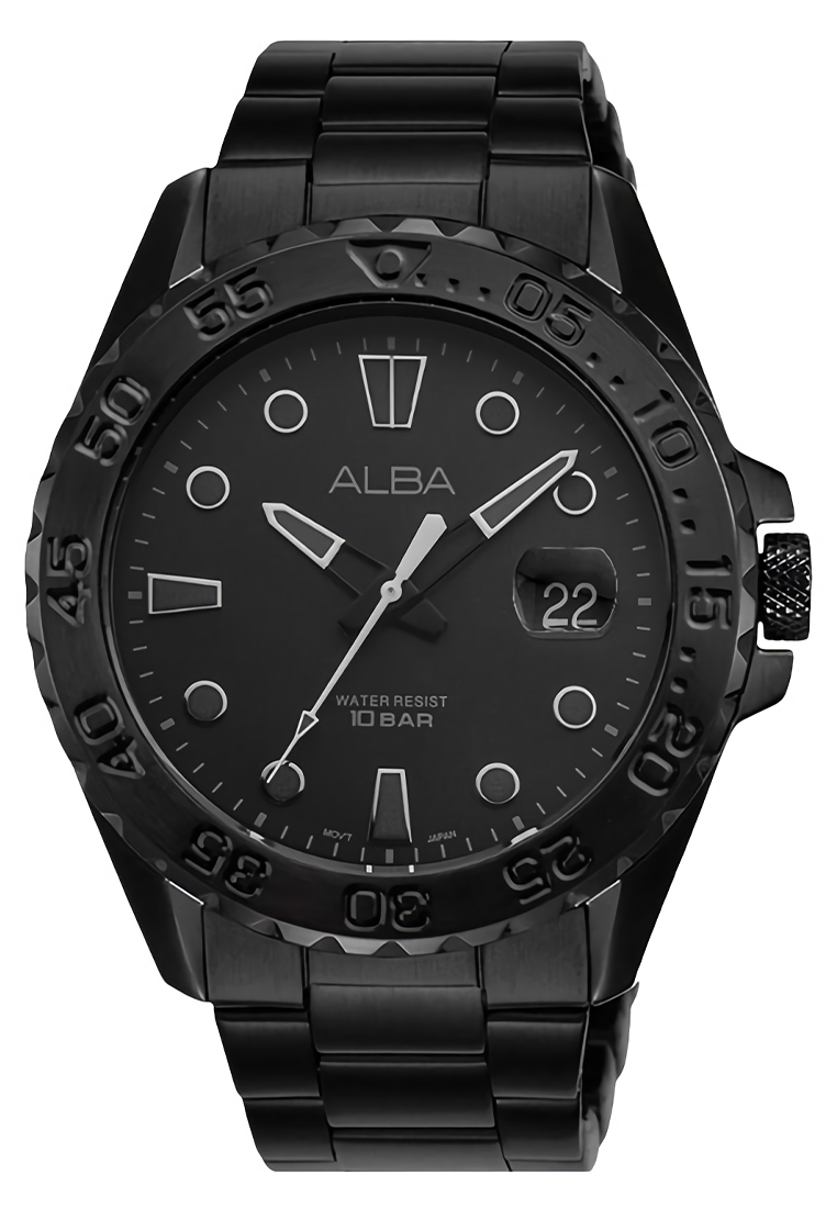 Alba Active - Jam Tangan Analog Pria - Black - Stainless Steel Bracelet - AS9N65X1