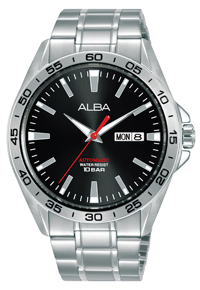 Alba Mechanical - Jam Tangan Automatic Pria - Silver Black - Stainless Steel Bracelet - AL4301X1