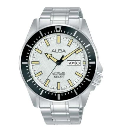Alba Jam Tangan Pria Alba Mechanical AL4721 AL4721X1 Strap Stainless Steel Silver Automatic Men Whit