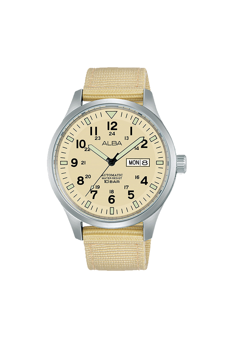Alba Jam Tangan Pria Alba Original Garansi Resmi AL4221 AL4221X1 Strap Beige Nylon Beige Dial Automa