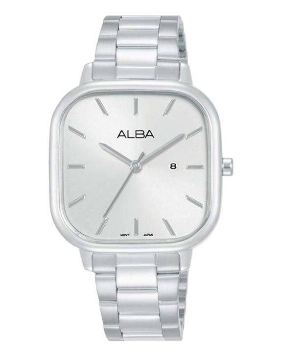Alba Jam Tangan Wanita ALBA Fashion AH7BZ5 AH7BZ5X1 Strap Stainless Steel Silver Dial Silver Color