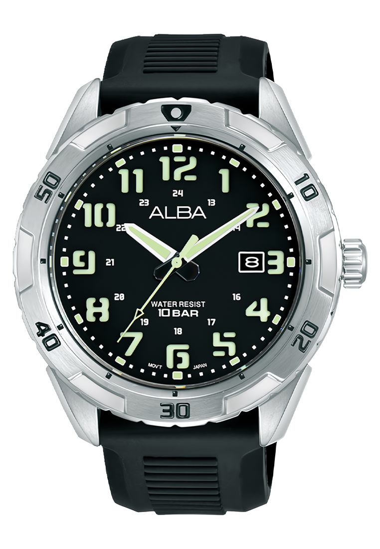 Alba AS9R87X1 - Jam Tangan Analog Pria - Black Rubber Strap