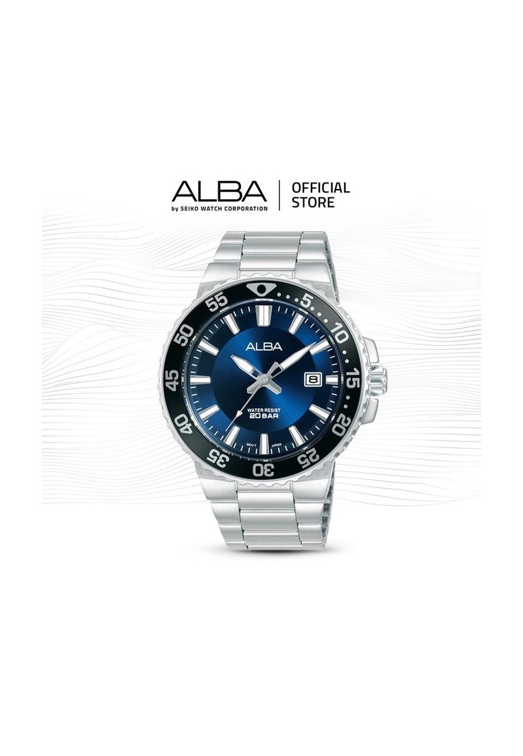 Alba Active Jam Tangan Pria AS9S81 / AS9S81X1 Quartz Blue Dial Stainless Steel Strap Watch