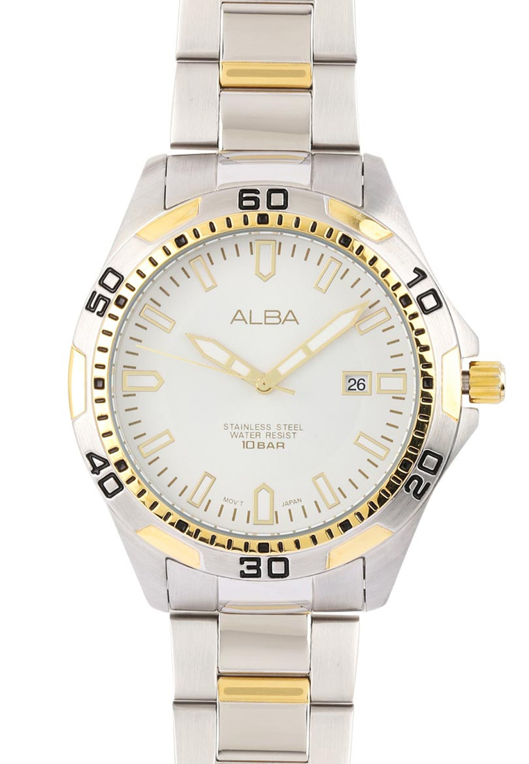 Alba Jam Tangan Alba Men AG8G74 Strap Stainless Steel Silver-Gold