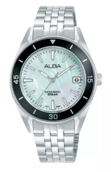 Alba Jam Tangan Wanita Alba Active AG8Q27 AG8Q27X1 Strap Stainless Steel Silver Color Women Sky Blue