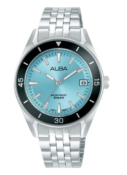 Alba Jam Tangan Wanita Alba Active AG8Q25 AG8Q25X1 Strap Stainless Steel Silver Color Baby Blue Dial