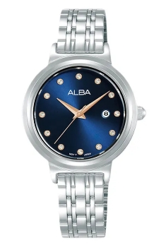 Alba Jam Tangan Wanita Alba AH7EA5 AH7EA5X1 Strap Stainless Steel Silver Color Women Blue Dial Origi