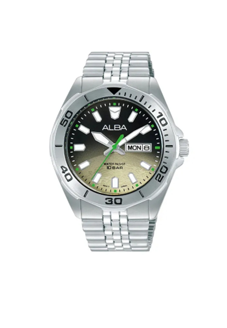 Alba Jam Tangan Pria Alba Active Gravity AV3585 AV3585X1 Strap Stainless Steel Silver Color Men Grad