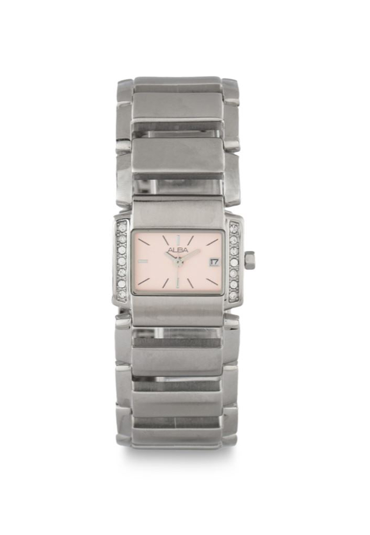 Alba Jam Tangan Wanita Kotak Alba Original AXT475 Pink Stainless Steel