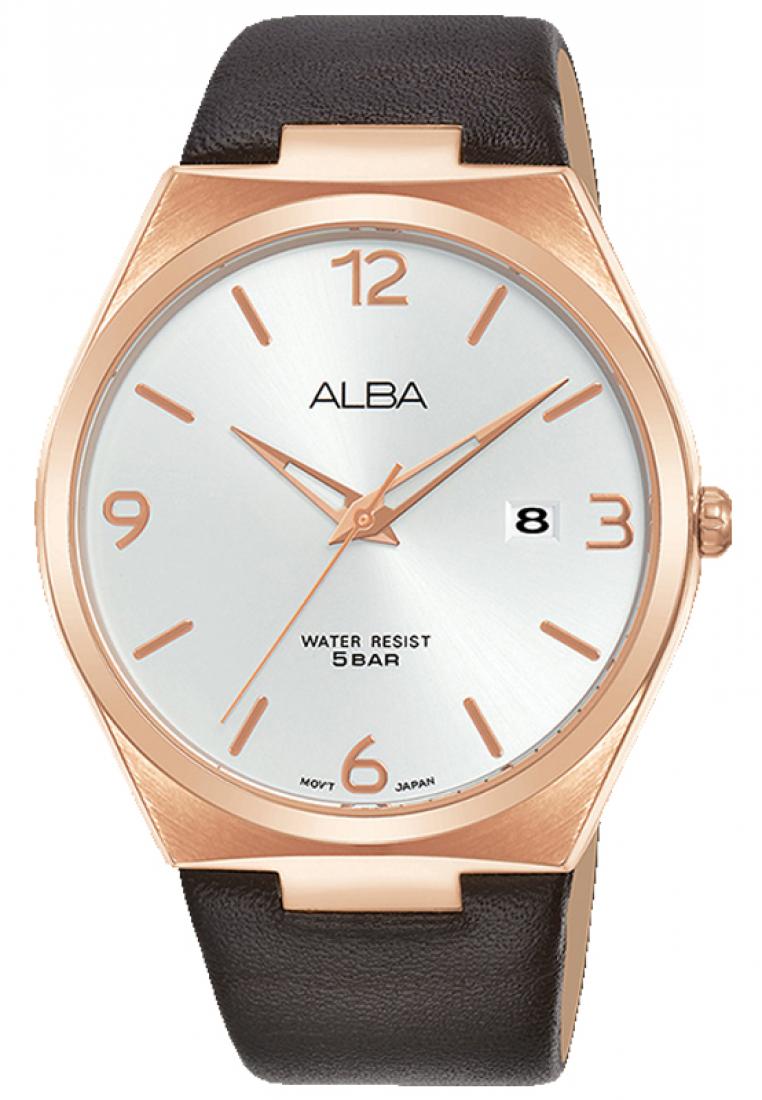 Alba Jam Tangan Pria Alba Original Garansi Resmi AS9H88 AS9H88X1 Strap Dark Brown Leather Silver Whi