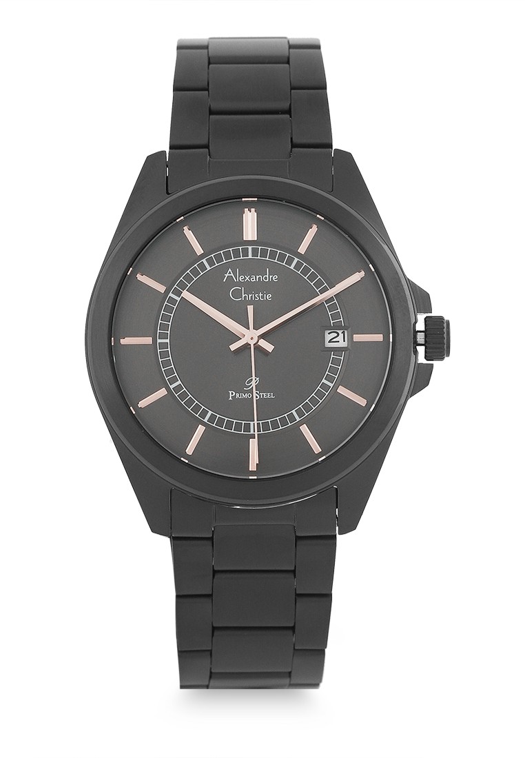 Alexandre Christie Jam Tangan Pria - Black Rosegold - Stainless Steel - 1033 MDBIPBARG