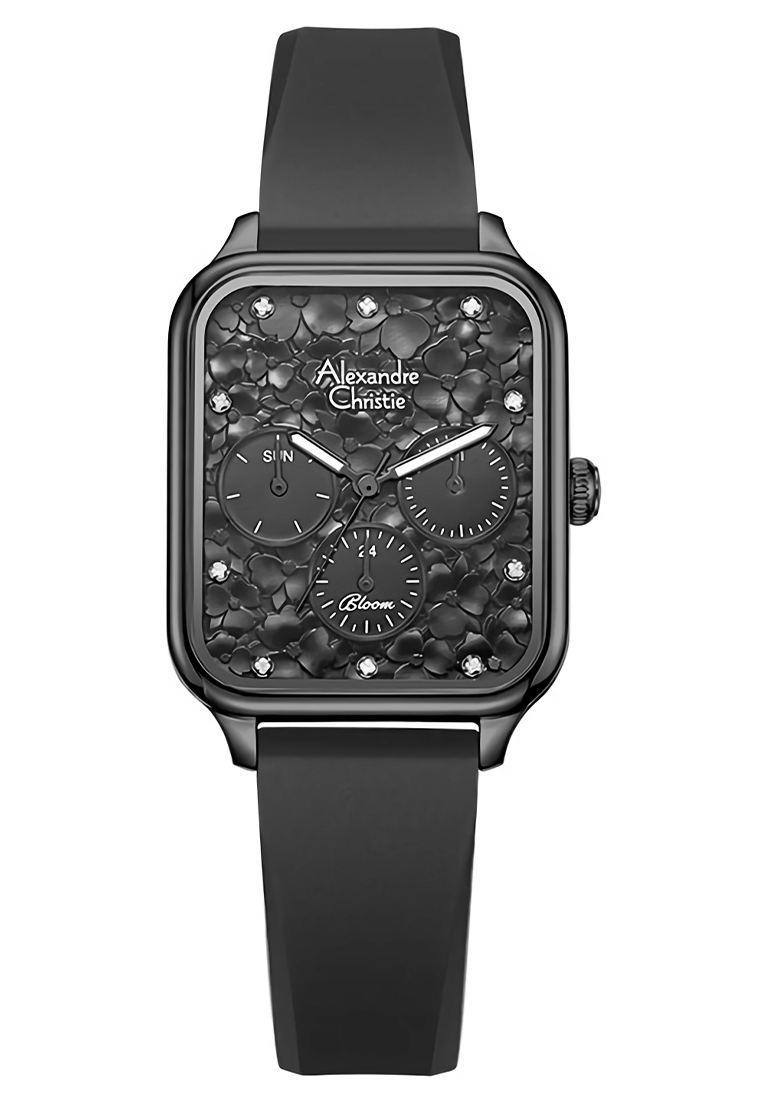 Alexandre Christie - Jam Tangan Chronograph Wanita - Black - Rubber Strap - 2A04 BFRIPBA