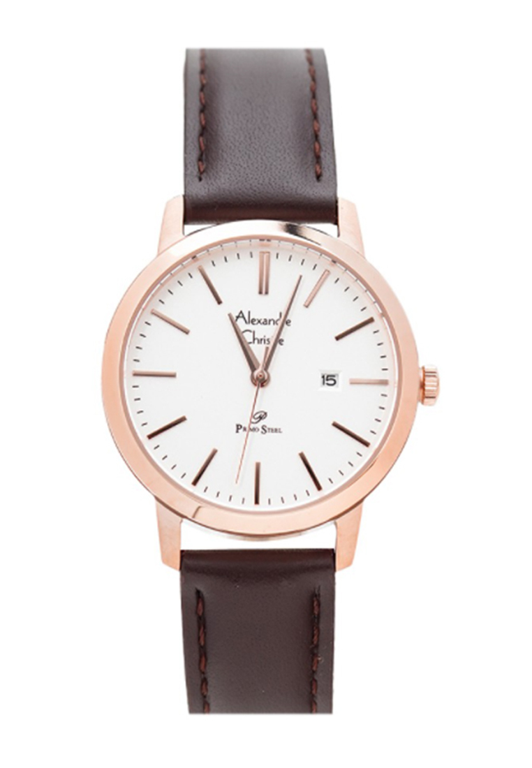 ALEXANDRE CHRISTIE AC 1007 ROSEGOLD WHITE LEATHER LADY LDLRGSL