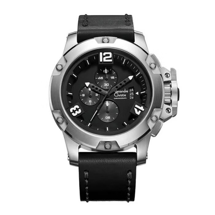 Alexandre Christie Jam Tangan Pria Alexandre Christie Chronograph AC 6295 MC LSSBA  Men Leather Stra