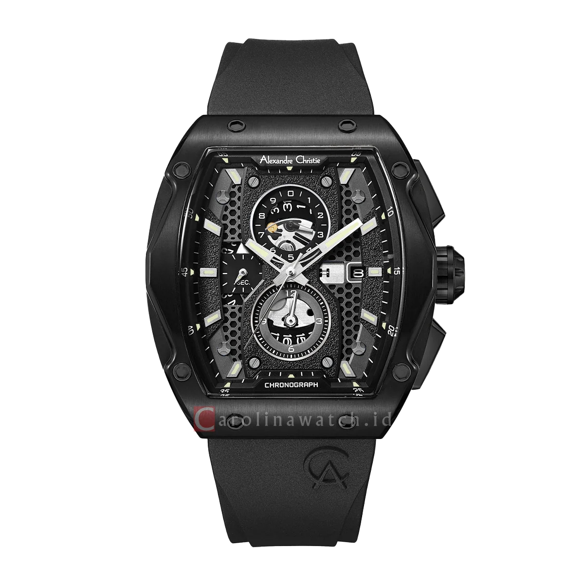 Alexandre Christie Jam Tangan Pria Alexandre Christie Chronograph AC 6608 MC RIPBA Rubber Strap
