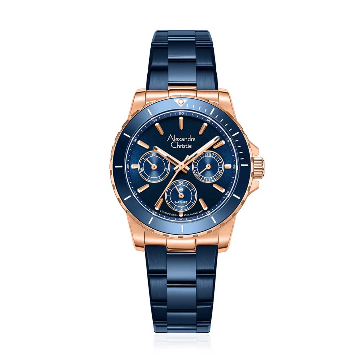 Alexandre Christie Jam Tangan Wanita - Navy Rosegold - Stainless Steel - 6141 XXVBURBU