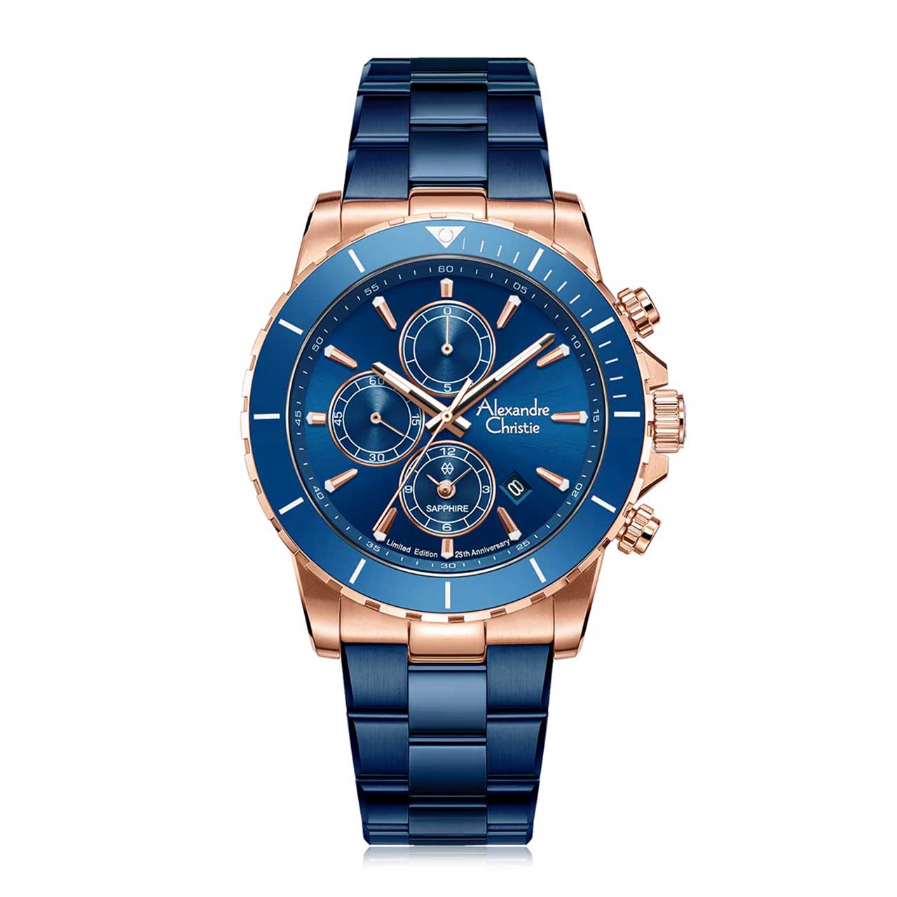 Alexandre Christie Jam Tangan Pria - Navy Rosegold - Stainless Steel - 6141 XXVMURBU