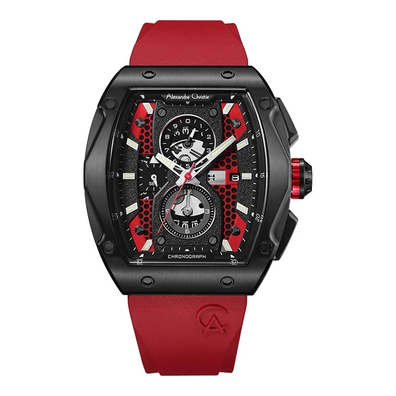 Alexandre Christie Jam Tangan Pria Alexandre Christie Chronograph AC 6608 MC RIPRE Rubber Strap