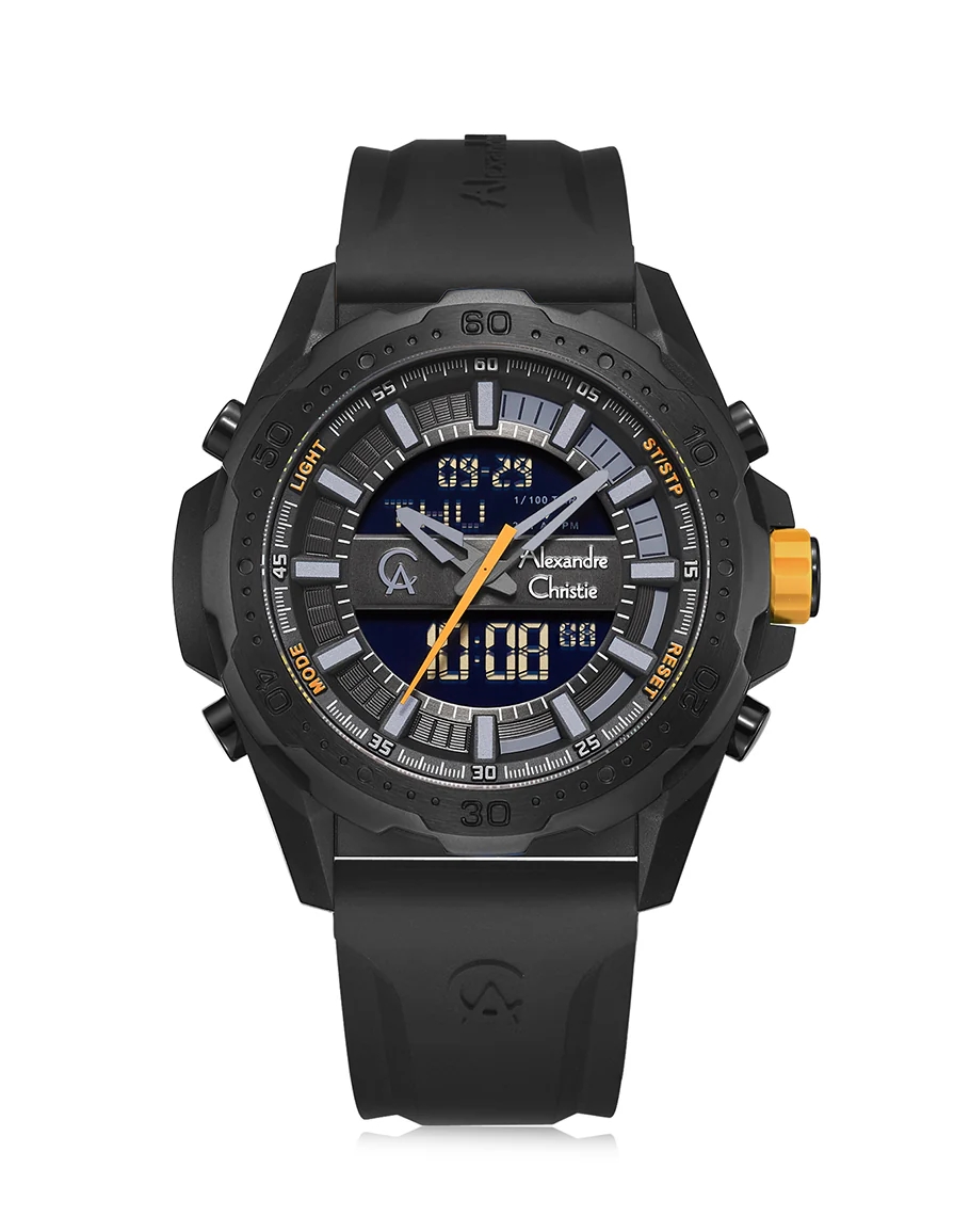 Alexandre Christie Jam Tangan Pria Alexandre Christie AC 9370 MH RIPBAYL Dual Time Analog DIgital Me