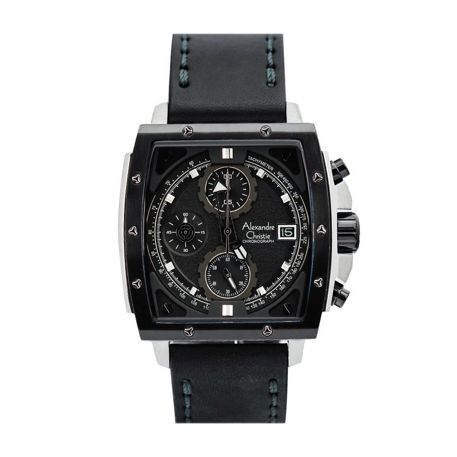 Alexandre Christie Jam Tangan Pria Alexandre Christie Chronograph AC 6376 MC LTBBA Leather Strap