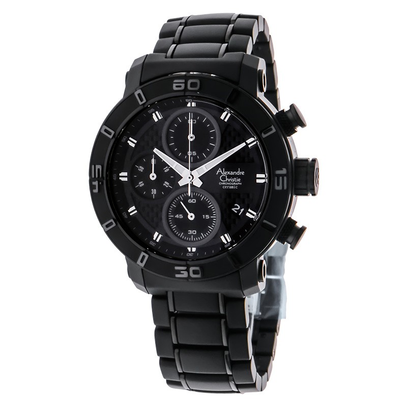 Alexandre Christie Jam Tangan Pria Alexandre Christie AC 6292 MC BIPBA Chronograph Black Dial Stainl